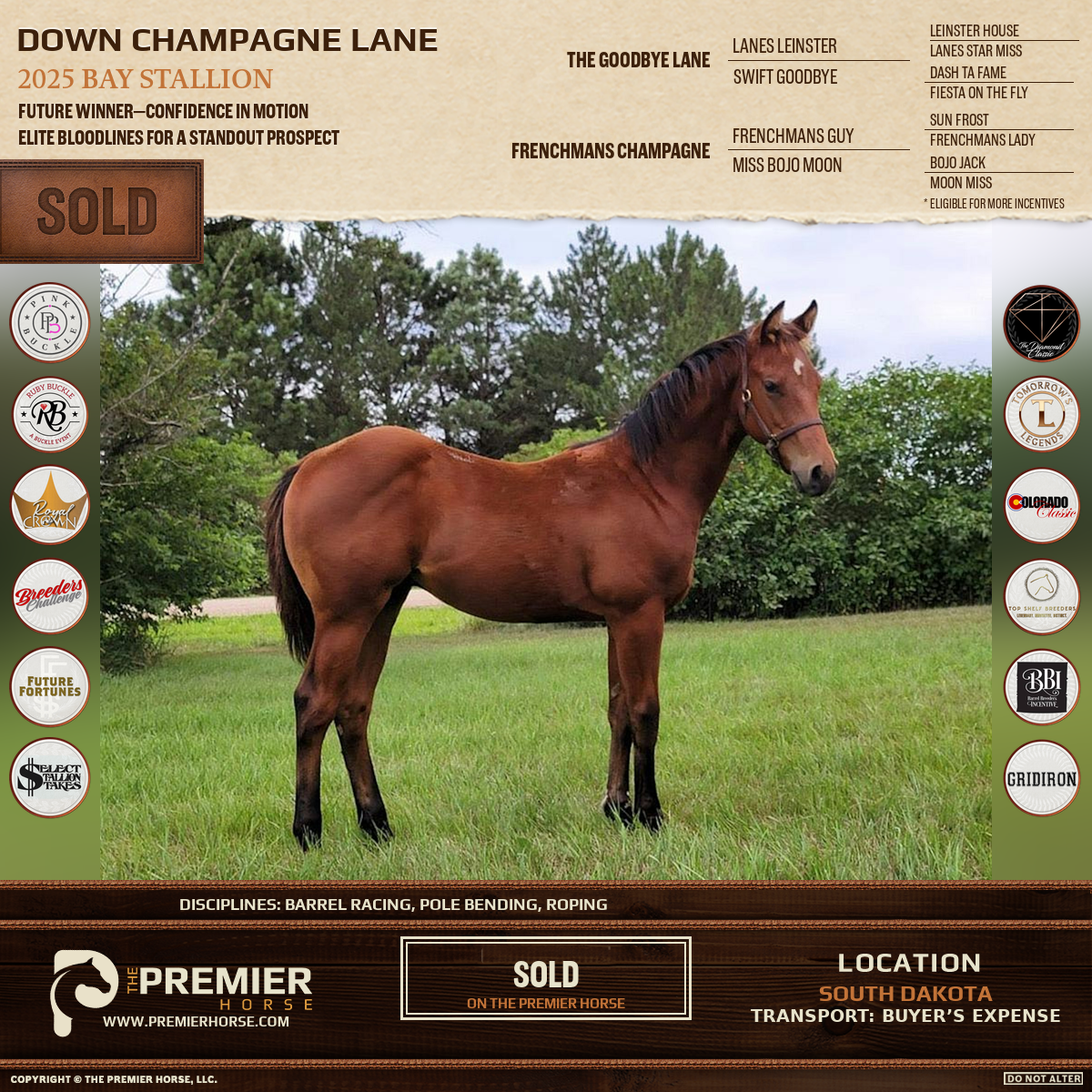 Down Champagne Lane sold advertisement