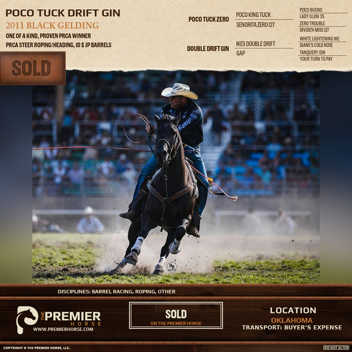 Poco Tuck Drift Gin sold advertisement