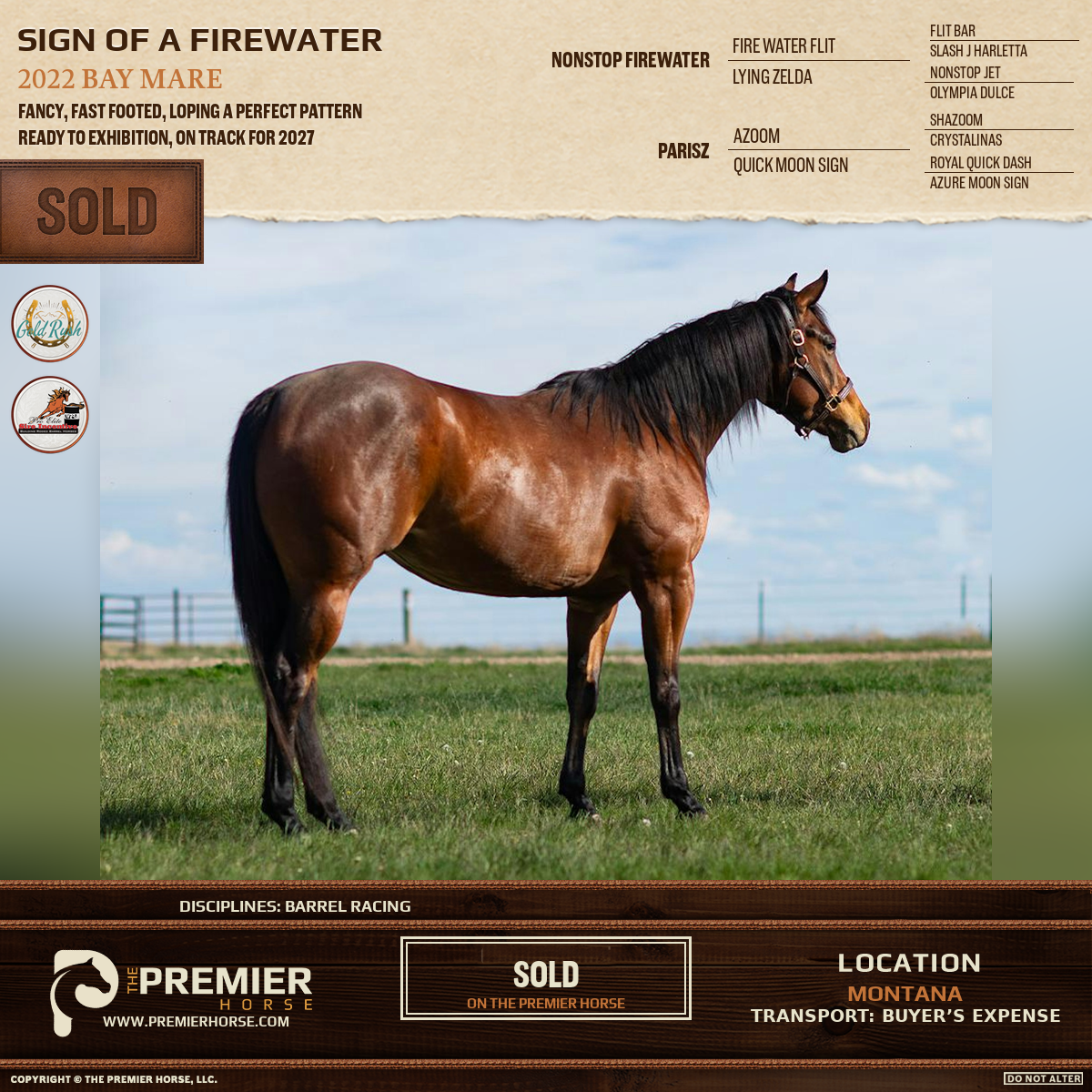 Sign Of A Firewater sold advertisement