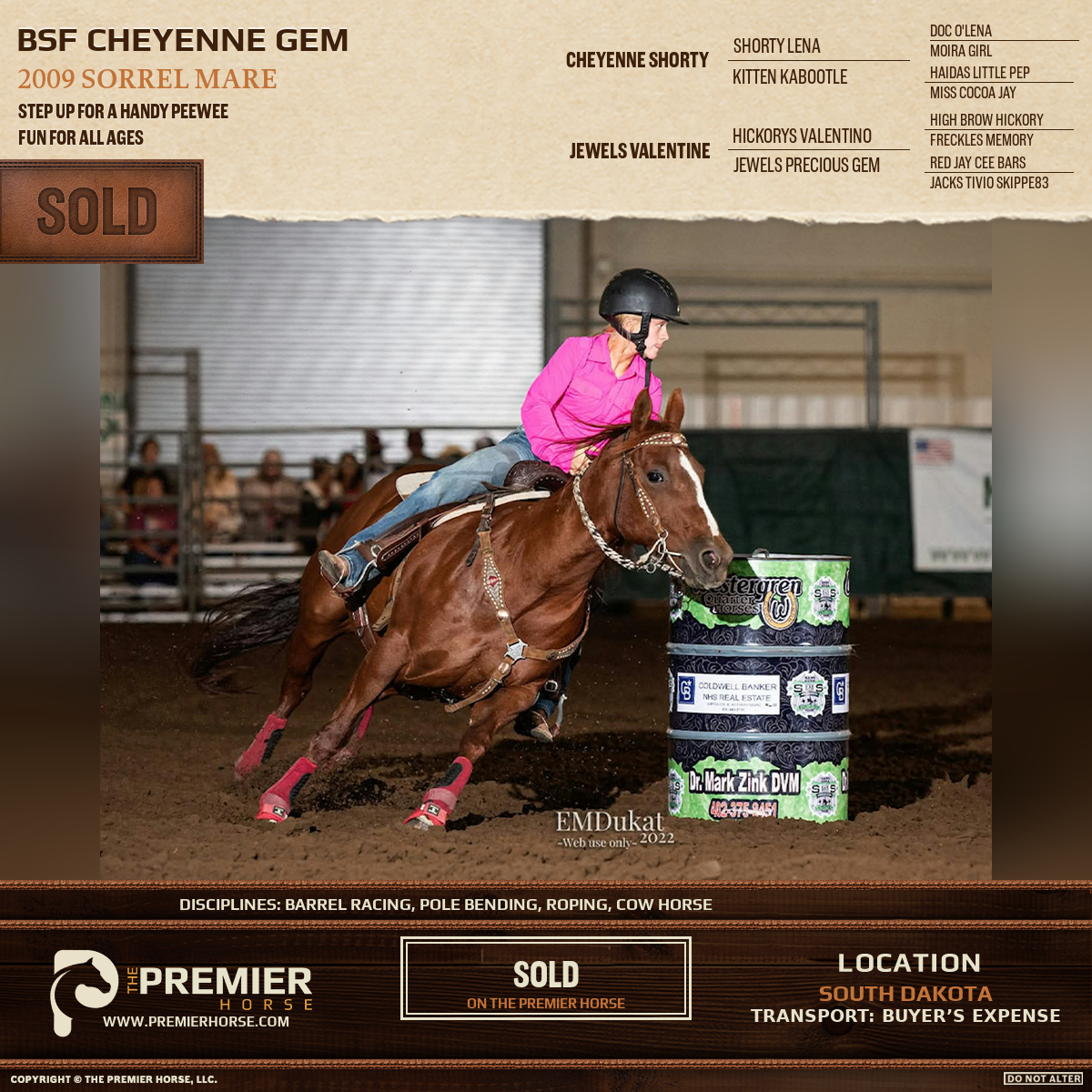 BSF Cheyenne Gem sold advertisement