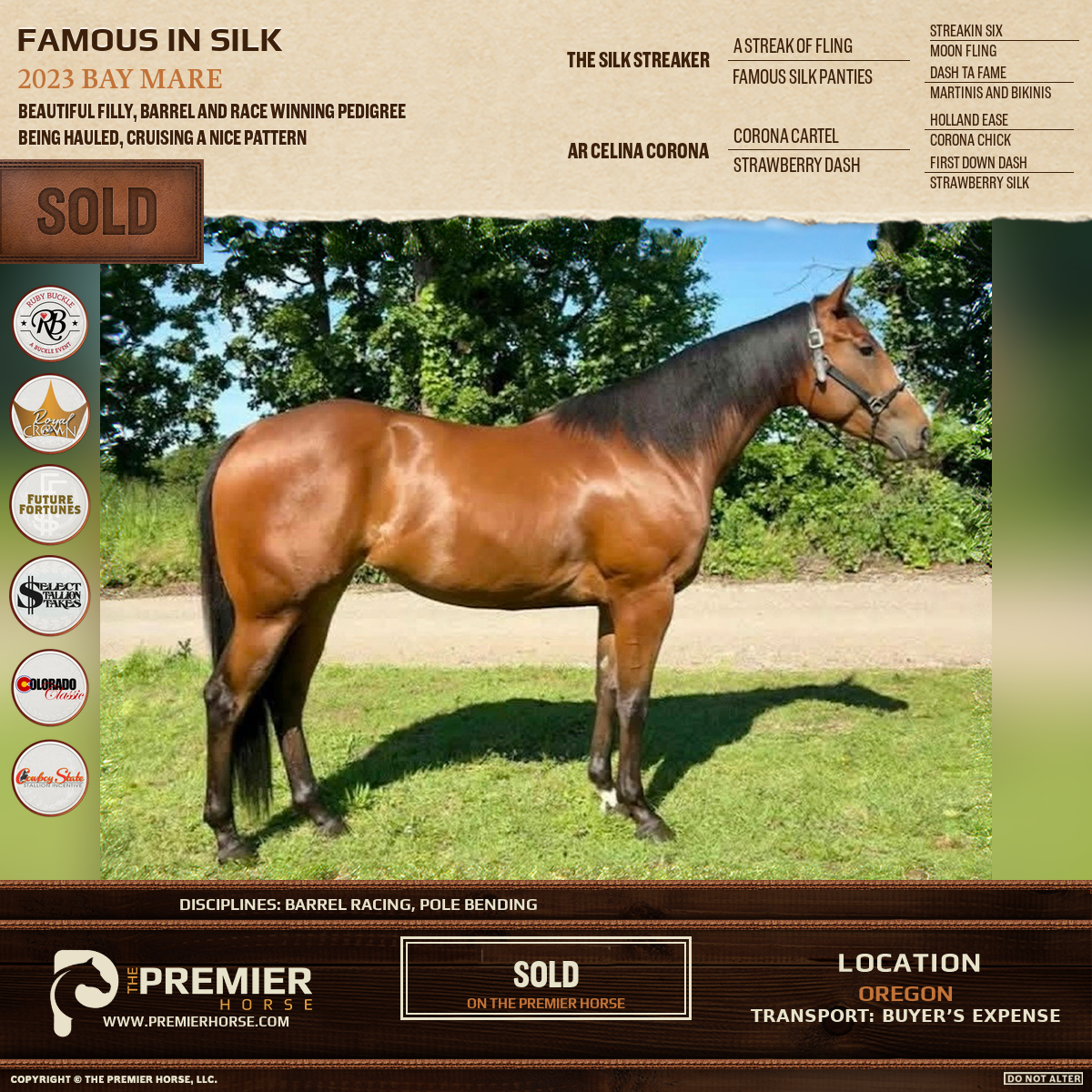Famous in Silk sold advertisement